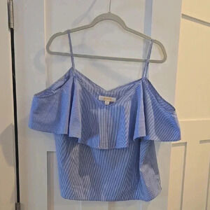 Blue Striped Off-Shoulder Top